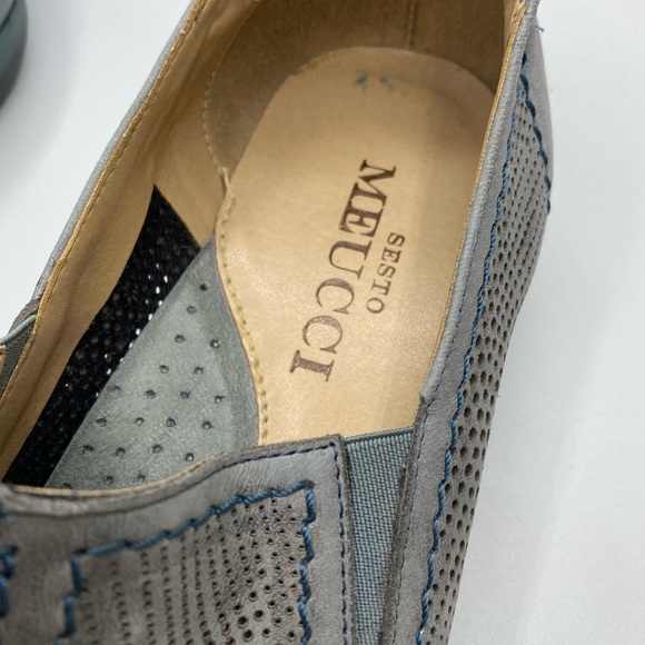 SESTO MEUCCI BRILLA Blue Gray Silver Leather 7.5 Sneaker Loafer Walking Slipon - Picture 10 of 10